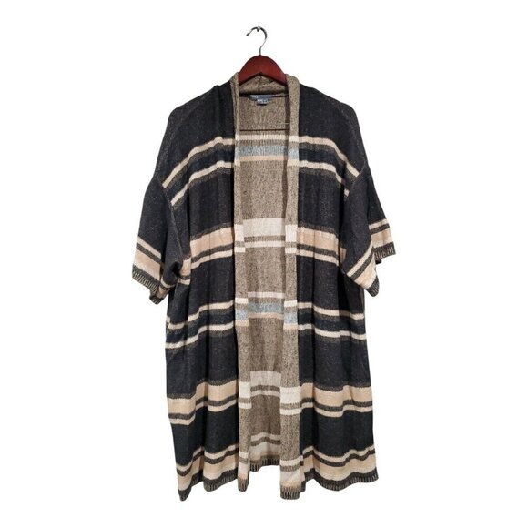 Vince Brown Stripe Wool Cashmere Open Front Cardigan Sweater Short-Sleeved XS/S - Picture 1 of 15